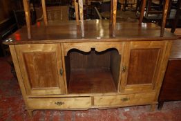 A 20th Century open mahogany sideboard 153cm length and a George III style glazed, mahogany finished