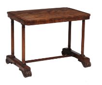 A George IV mahogany occasional table, circa 1825, the rectangular top with rounded corners above