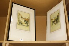 After F.. Robson 'The George Inn, Dorchester' 'The Abingdon, Berks' Colour print, a pair Signed in