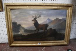 W.. G.. Hedges Stag in mountainous landscape Oil on board Signed lower right 38cm x 63.5cm Best Bid