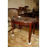 An Edwardian mahogany oval tray on stand and an oak cased Grand mother clock. Best Bid