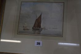Follower of Charles Brooking (1723-1759) Sailing ships at anchor Watercolour 15cm x 19cm
