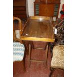 A Dutch marquetry inlaid chair, a butlers tray with folding stand and a piano stool