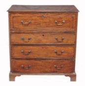 A George III mahogany secretaire chest of drawers, circa 1790, the top with moulded edge above