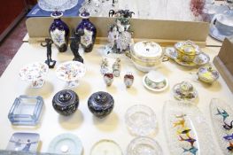 A selection of ceramic items, to include a pair of Royal Crown Derby vases with covers (one AF), a