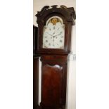 A George III inlaid mahogany eight-day longcase clock with moonphase, circa 1805, the four pillar