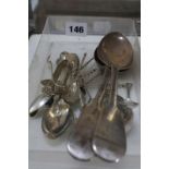 A quantity of silver to include a pair of Victorian silver table spoons, Exeter 1852 maker John