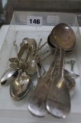 A quantity of silver to include a pair of Victorian silver table spoons, Exeter 1852 maker John