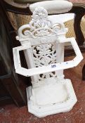 A Victorian cast iron stick stand, painted white, Serial No R8270 No 98 to base. Best Bid