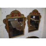 A pair of Continental style gilt wall mirrors 68 x 56cm