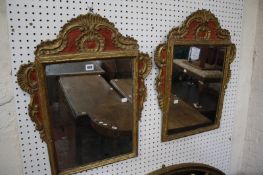 A pair of Continental style gilt wall mirrors 68 x 56cm