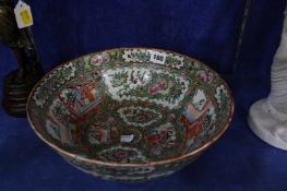 A Cantonese bowl, decorated with figures and foliage, 31cm in diameter