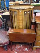 An Art Deco walnut china display cabinet and a Sutherland table.