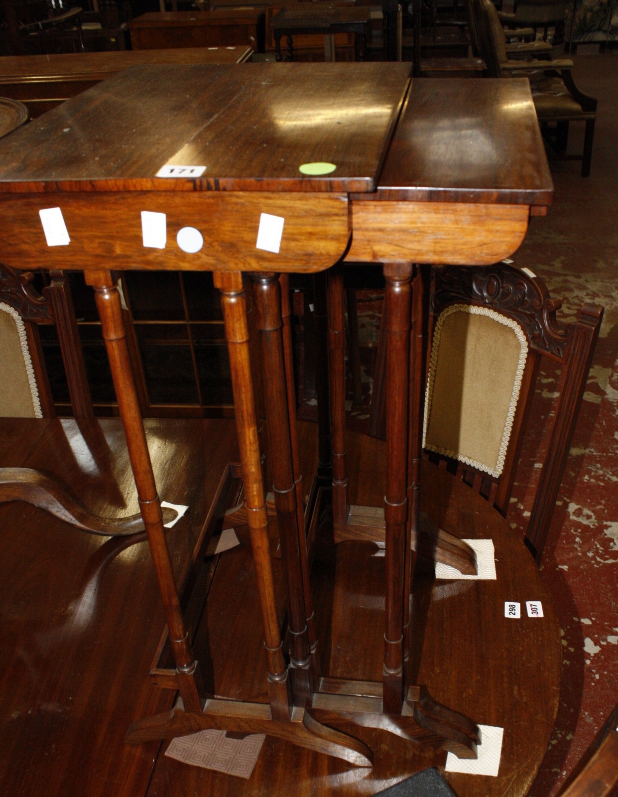 A set of Regency style rosewood tables