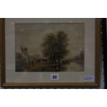 Thomas Lound (1802-1861) Pastoral scene, Sandwich Watercolour 17.5cm x 24.5cm