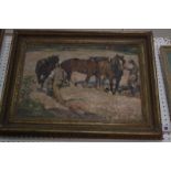 English School (19th Century) Horses ploughing Oil on canvas Unsigned 33cm x 49cm