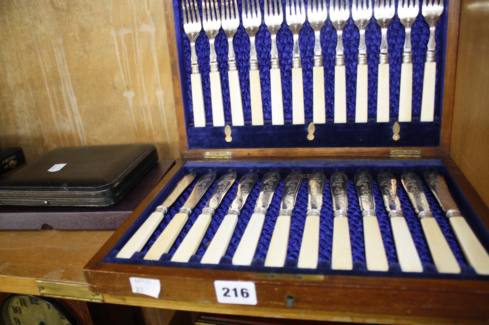 A canteen of EPNS fish knives and forks and a quantity of cased teaspoons etc