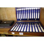 A canteen of EPNS fish knives and forks and a quantity of cased teaspoons etc