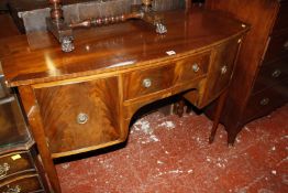 A reproduction mahogany bowfront sideboard 123cm wide, plus a 19th Century mahogany pembroke table