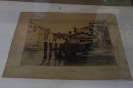 Norbert Goeneutte (1854-1894) Boat builder working, with town beyond Etching, with drypoint Signed