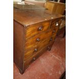A Victorian mahogany chest of drawers with two over three drawers. 101cm wide x 58cm deep x 105cm