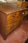 A Victorian mahogany chest of drawers with two over three drawers. 101cm wide x 58cm deep x 105cm