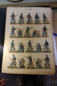 Twenty two 19th Century polychrome printed pages of French 'cut out' military figures Best Bid