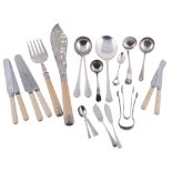 A collection of silver, silver coloured and electro-plated flatware, to include  A collection of