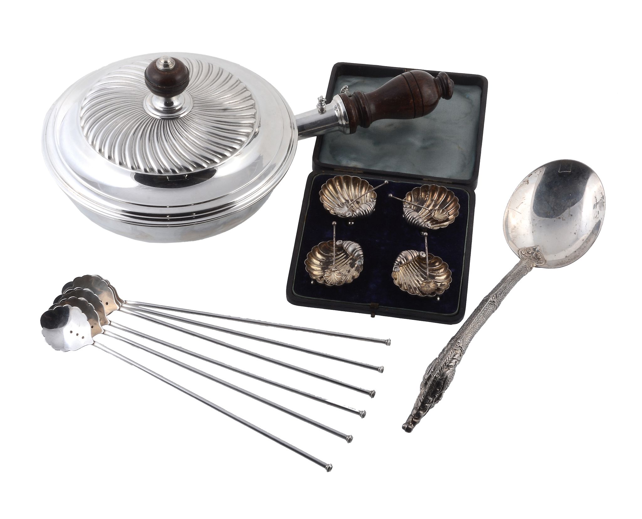 A small collection of silver and silver coloured items, comprising  A small collection of silver and