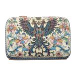 A silver coloured gilt, plique a jour and cloisonne enamel cigarette case  A silver coloured gilt,