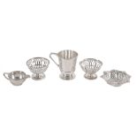 A collection of silver items, to include: a christening mug by Mappin & Webb  A collection of silver