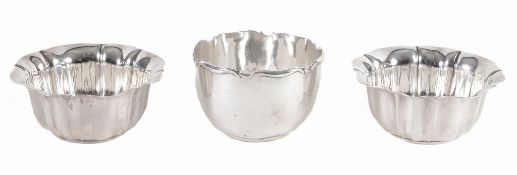 A pair of Edwardian silver shaped circular bowls by Atkin Brothers  A pair of Edwardian silver