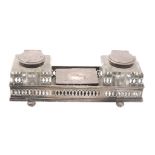 A late Victorian silver rectangular inkstand by The Goldsmiths &...  A late Victorian silver