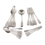 A matched silver fiddle pattern table service  A matched silver fiddle pattern table service,
