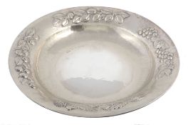 An Italian hammered silver covered large dish by Forte Argenteria, Florence  An Italian hammered