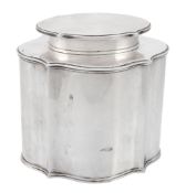 An Italian silver coloured commode shape tea caddy by Ilario Pradella  An Italian silver coloured