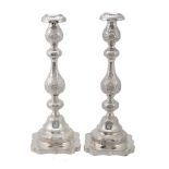 [Judaica] A pair of silver Sabbath candlesticks by Joseph Zweig or Zeving  [Judaica] A pair of