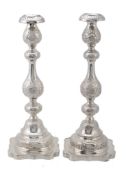 [Judaica] A pair of silver Sabbath candlesticks by Joseph Zweig or Zeving  [Judaica] A pair of
