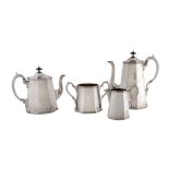 An electro-plated facetted tapering four piece tea service by James Dixon  An electro-plated