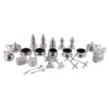 A collection of silver cruet items, to include  A collection of silver cruet items,   to include: