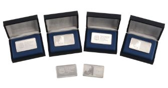 Hong Kong, HK and Shanghai Banking Corporation, sterling silver ingots (6), each 66g, all cased.