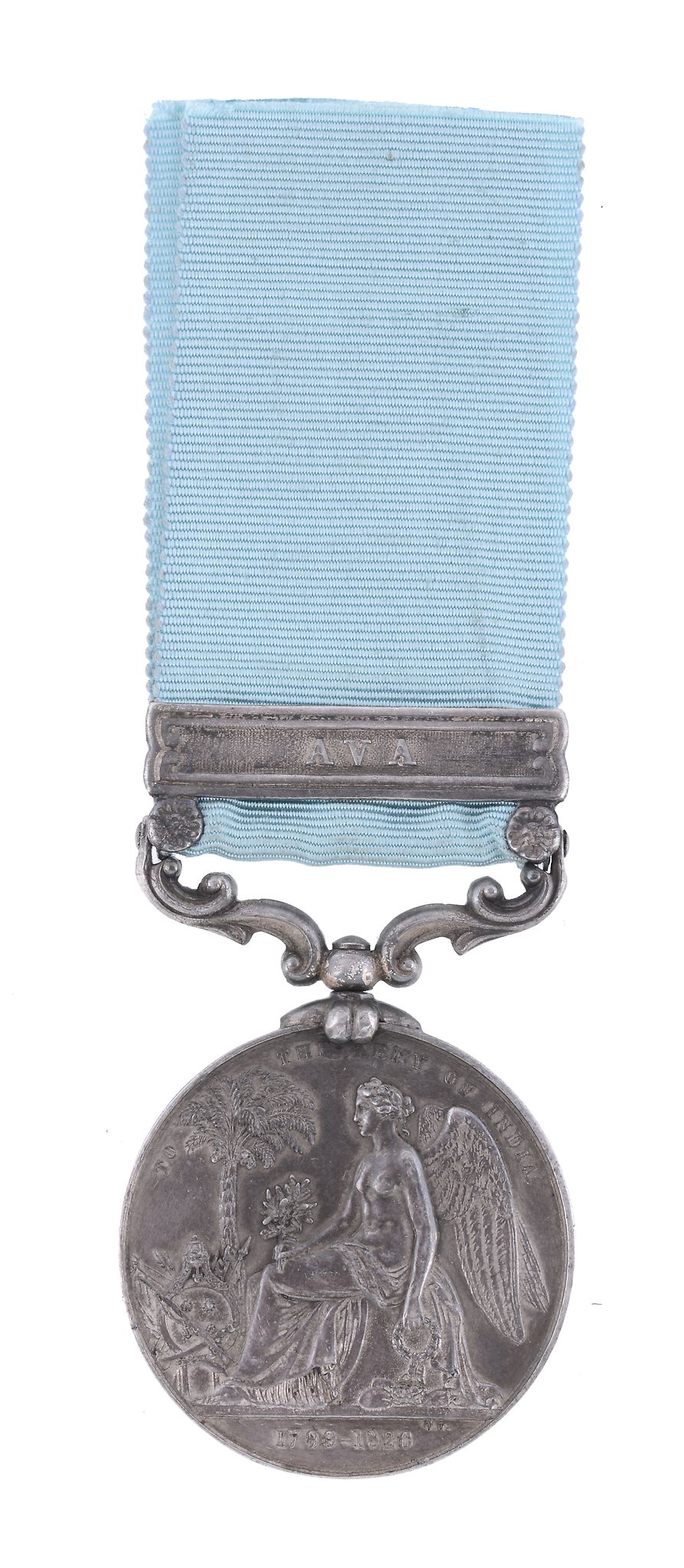 India, Army of India Medal, 1799-1826, clasp Ava, name erased. Very fine (MYB 104) IMPORTANT: This - Image 2 of 2