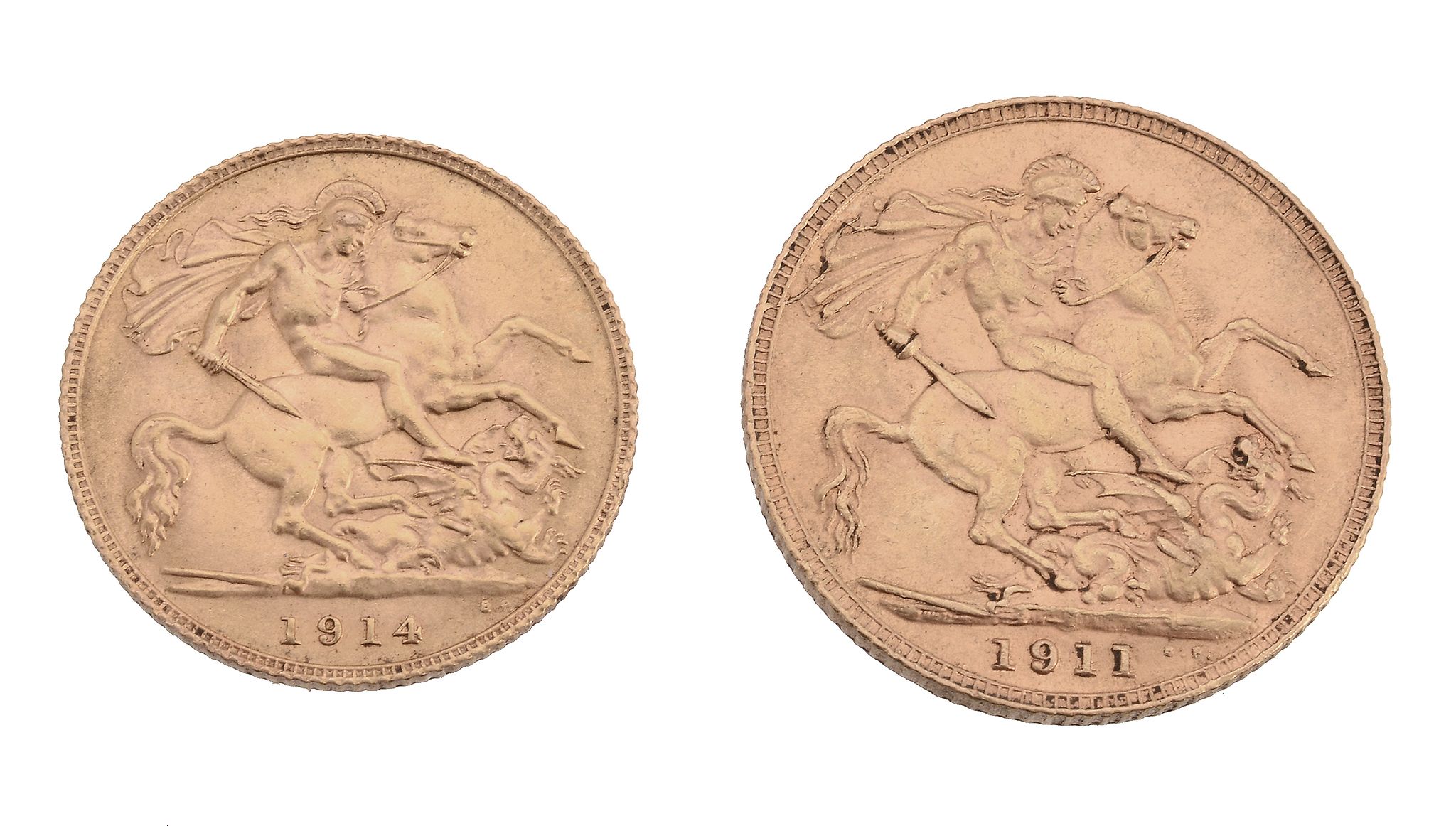 George V, Sovereign 1911, Half Sovereign 1914. Very fine (2) - Image 2 of 2