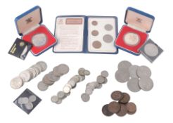 Predecimal British coins including pre-1947 Half Crowns (37), Florins (20), Shillings (50),