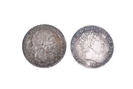 George III, Crowns 1820 LX (2) (S 3787). One very fine with edge nick, other better, both toned (2)