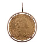 Portugal, 4-Escudos 1773, in a gold coloured mount