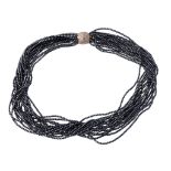 A hematite torsade necklace, the multiple strand necklace of uniform hematite beads, to a diamond