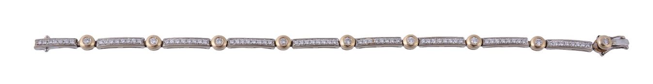 A diamond line bracelet, the articulated bracelet composed of rectangular panels set with brilliant