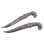 Two Indian silver mounted daggers, 19th century  Two Indian silver mounted daggers,   19th