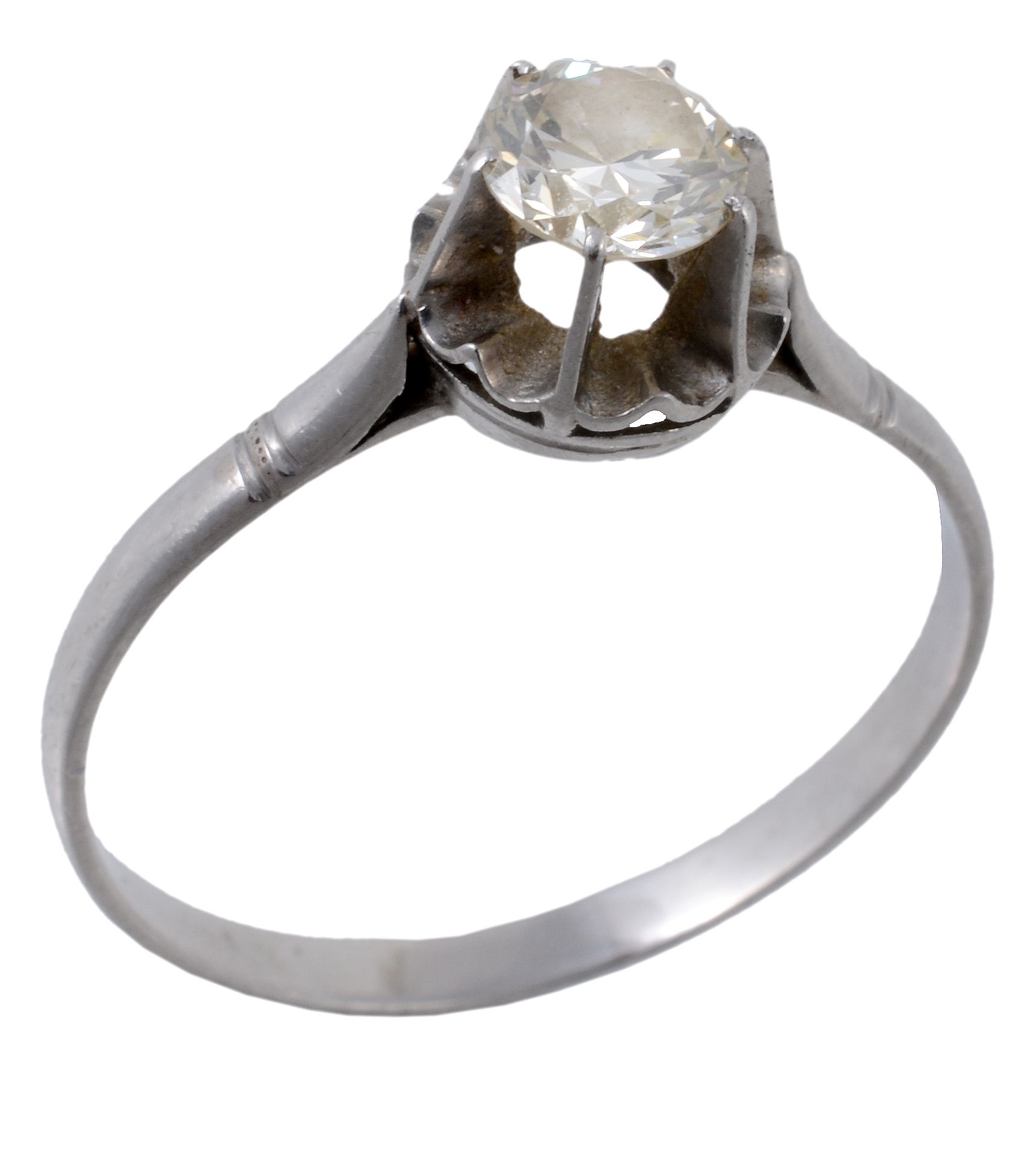 A single stone diamond ring, the brilliant cut diamond estimated to weigh 0.40carats, in a raised